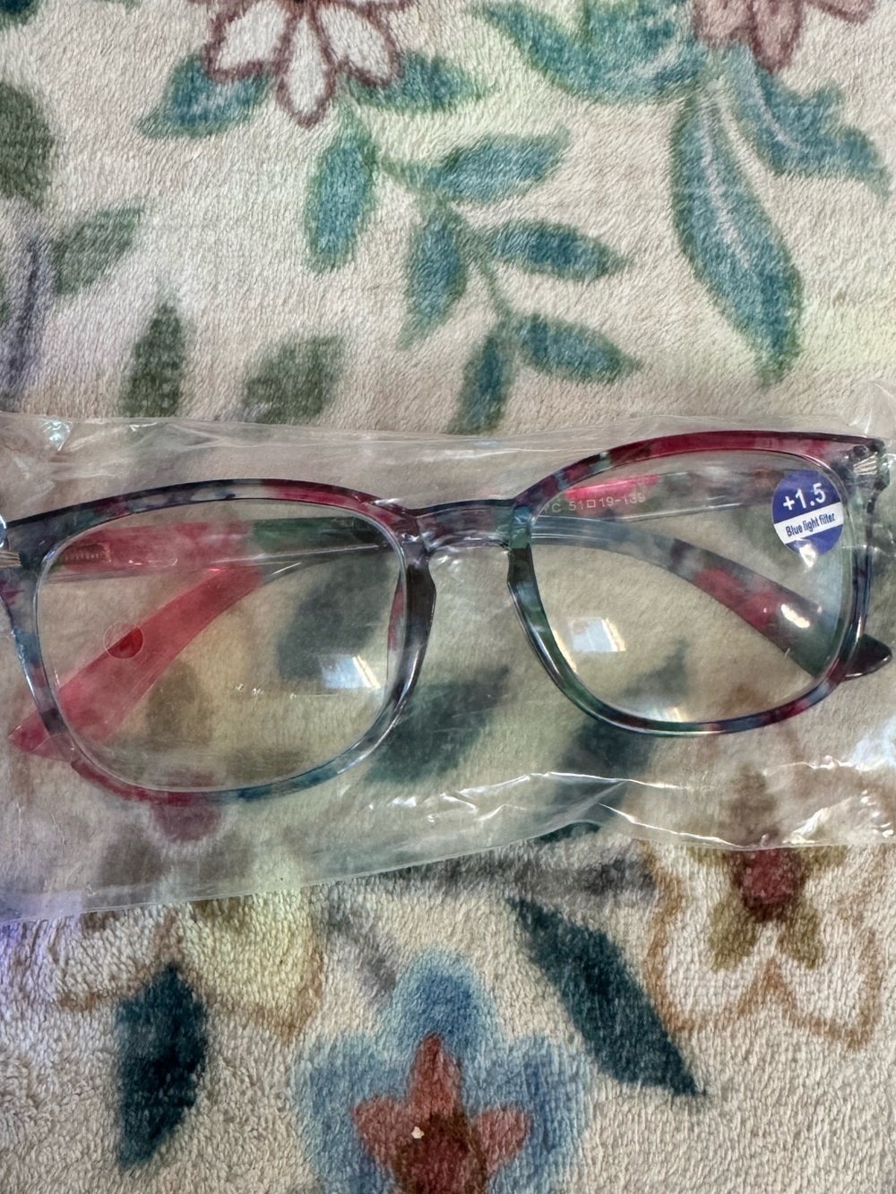 Watercolor Blue Light Reading Glasses Plus 1.5 Magnification